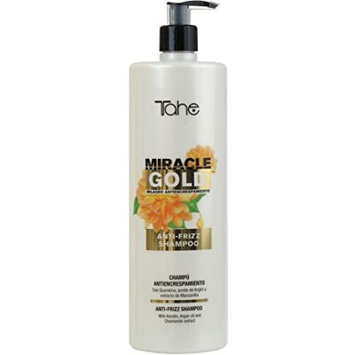 Tahe Miracle Gold Anti-kroes shampoo met keratine, arganolie en kamille-extract, anti-kroes (1000 ml) Tahe Miracle Gold Anti-kroes shampoo met keratine, arganolie en kamille-extract, anti-kroes (1000 ml)