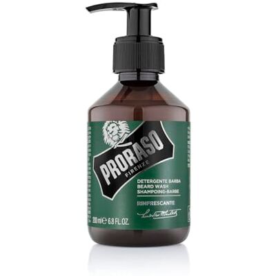 Proraso Verfrissende baardshampoo (200 ml) baardreiniger met menthol en eucalyptus voor het verwijderen van onzuiverheden Made in Italy Proraso Verfrissende baardshampoo (200 ml) baardreiniger met menthol en eucalyptus voor het verwijderen van onzuiverheden Made in Italy