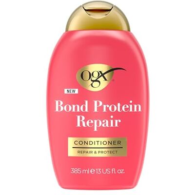 OGX Repair and Protect Bond Protein Repair Conditioner, 385 ml, versterkt en herstelt broos, droog of beschadigd haar dankzij Lipi Pro Shield-technologie en technologie OGX Repair and Protect Bond Protein Repair Conditioner, 385 ml, versterkt en herstelt broos, droog of beschadigd haar dankzij Lipi Pro Shield-technologie en technologie