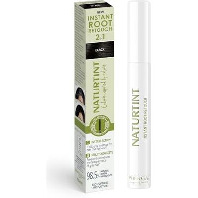 Naturtint Tijdelijke reparatie voor grijs haar en wortels Praktische en comfortabele borstel 98,5% natuurlijke ingrediënten Zwarte kleur 10 ml Naturtint Tijdelijke reparatie voor grijs haar en wortels Praktische en comfortabele borstel 98,5% natuurlijke ingrediënten Zwarte kleur 10 ml