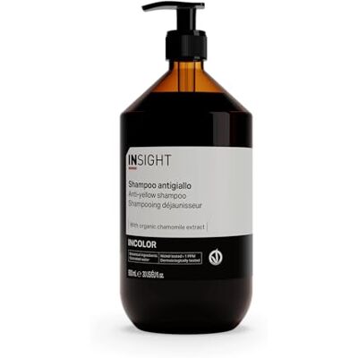 Insight Anti-gele shampoo 900 ml speciaal voor het behoud van de kleur in wit, grijs of blond haar glazen verpakking Insight Anti-gele shampoo 900 ml speciaal voor het behoud van de kleur in wit, grijs of blond haar glazen verpakking