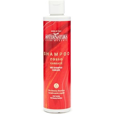 Maternatura , Karkadé rode shampoo, tonaliserende shampoo, ideaal voor koper- en rode tinten, hydraterend, biologische schoonheidsroutine voor rood haar, gemaakt in Italië 250 ml Maternatura , Karkadé rode shampoo, tonaliserende shampoo, ideaal voor koper- en rode tinten, hydraterend, biologische schoonheidsroutine voor rood haar, gemaakt in Italië 250 ml