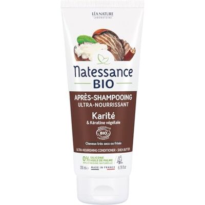 Natessance Après-Shampooing Ultra-Nourrissant Karité Bio & Kératine Végétale Certifié Bio Cosmos Organic Tube 100% Végétal 200 ml Natessance Après-Shampooing Ultra-Nourrissant Karité Bio & Kératine Végétale Certifié Bio Cosmos Organic Tube 100% Végétal 200 ml