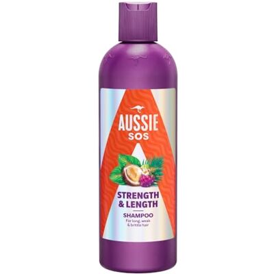 Aussie SOS Strength & Length Shampoo 300 ml hydrateert en versterkt lang, zwak en broos haar. Voedt kwetsbaar haar en helpt open punten en schade door Aussie SOS Strength & Length Shampoo 300 ml hydrateert en versterkt lang, zwak en broos haar. Voedt kwetsbaar haar en helpt open punten en schade door