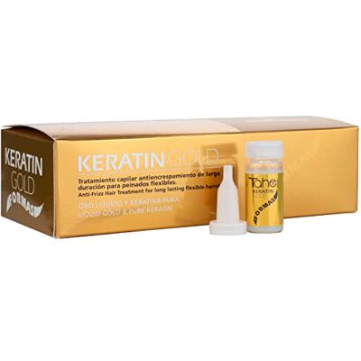 Tahe Botanic Keratine Gold vormen ampullen met vloeibaar goud en pure keratine, 10 x 10 ml Tahe Botanic Keratine Gold vormen ampullen met vloeibaar goud en pure keratine, 10 x 10 ml