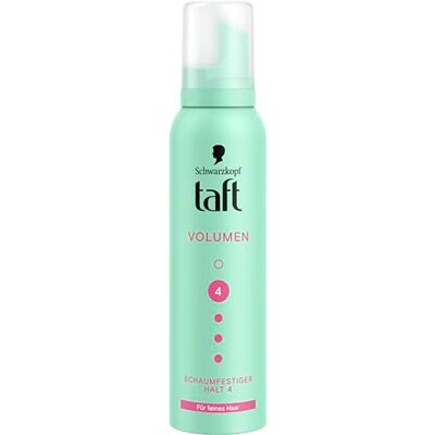 TAFT Schwarzkopf Volume Styling Foam (150 ml), fixatieniveau 4, haarschuim voor fijn haar, volumeschuim, voorkomt schade door de föhn, zonder te plakken, formule TAFT Schwarzkopf Volume Styling Foam (150 ml), fixatieniveau 4, haarschuim voor fijn haar, volumeschuim, voorkomt schade door de föhn, zonder te plakken, formule
