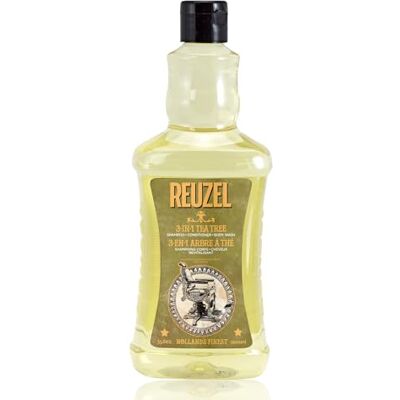 REUZEL 3-in-1 Tea Tree Shampoo – reinigt haar en lichaam – verzorgt en hydrateert je huid en is ideaal voor algemene scalp care – spoelt schoon en kan dagelijks worden gebruikt – 1000 ml REUZEL 3-in-1 Tea Tree Shampoo – reinigt haar en lichaam – verzorgt en hydrateert je huid en is ideaal voor algemene scalp care – spoelt schoon en kan dagelijks worden gebruikt – 1000 ml