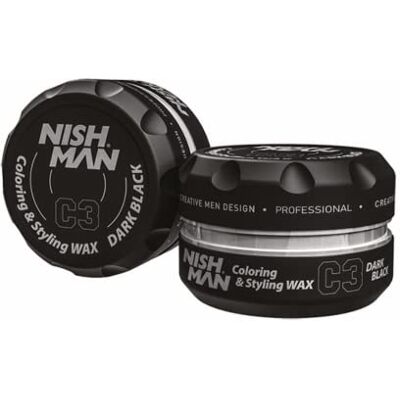 nishman C3 Kleurwas – Dark Black 100 g – onmiddellijke tijdelijke kleuring, styling en fixatie voor alle haartypes – langdurige fixatie en glanzende afwerking – kleur en styling nishman C3 Kleurwas – Dark Black 100 g – onmiddellijke tijdelijke kleuring, styling en fixatie voor alle haartypes – langdurige fixatie en glanzende afwerking – kleur en styling