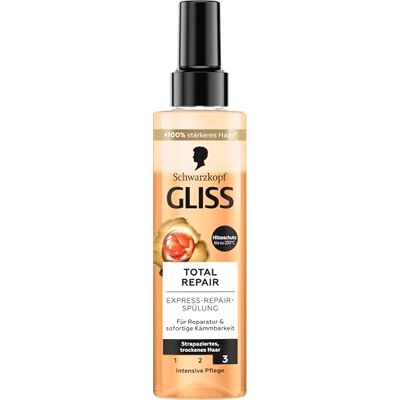 Gliss Kur Total Repair Express Shampoo (200 ml) voor onmiddellijke ontwarring en bescherming tegen haarbreuk, conditioner voor soepelheid en glans Gliss Kur Total Repair Express Shampoo (200 ml) voor onmiddellijke ontwarring en bescherming tegen haarbreuk, conditioner voor soepelheid en glans