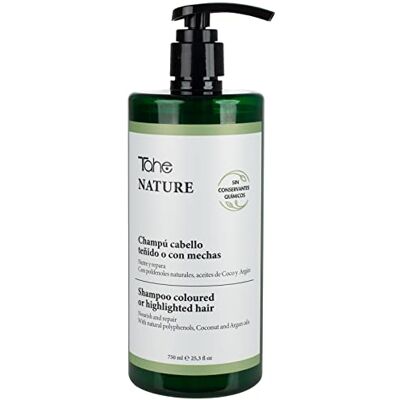 Tahe Nature Sulfaatvrije shampoo voor gekleurd of gemarkeerd haar met natuurlijke polyfenolen, kokosolie, argan en geranium, 750 ml Tahe Nature Sulfaatvrije shampoo voor gekleurd of gemarkeerd haar met natuurlijke polyfenolen, kokosolie, argan en geranium, 750 ml