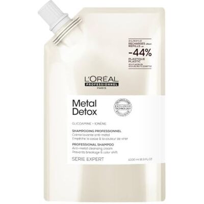 L'ORÉAL Metal Detox navulverpakking voor gekleurd, beschadigd en verlicht haar, 1000 ml L'ORÉAL Metal Detox navulverpakking voor gekleurd, beschadigd en verlicht haar, 1000 ml