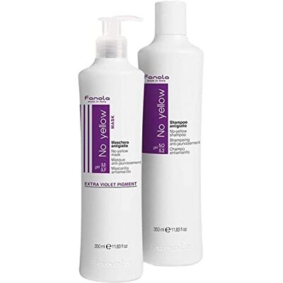 FANOLA No Yellow Shampoo & Mask 2 stuks anti-messing maskers voor blond, zilver, grijs en highlights haar kleurafzettingsmasker voor het verwijderen van messing van gebleekte lokken FANOLA No Yellow Shampoo & Mask 2 stuks anti-messing maskers voor blond, zilver, grijs en highlights haar kleurafzettingsmasker voor het verwijderen van messing van gebleekte lokken