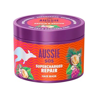 Aussie SOS Supercharged Repair Herstructurerend masker 500 ml voor droog en beschadigd haar, herstelt en beschermt, geeft zacht, glad en gehydrateerd haar gedurende 100 uur, veganistische formule Aussie SOS Supercharged Repair Herstructurerend masker 500 ml voor droog en beschadigd haar, herstelt en beschermt, geeft zacht, glad en gehydrateerd haar gedurende 100 uur, veganistische formule