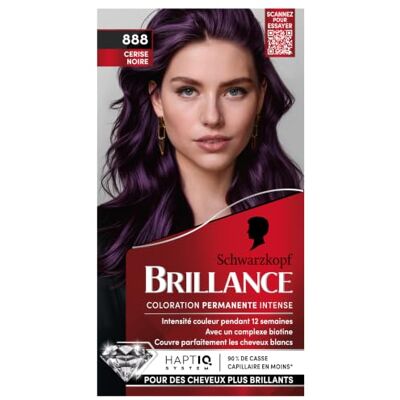 Schwarzkopf Brillance Permanente haarkleur, glanzend, nacht, kersen, zwart, 888 couleur cheveux, coloration soin permanent, 888 cerise noir, éclat diamant, tenue 12 semaines, masque soin fixateur couleur Schwarzkopf Brillance Permanente haarkleur, glanzend, nacht, kersen, zwart, 888 couleur cheveux, coloration soin permanent, 888 cerise noir, éclat diamant, tenue 12 semaines, masque soin fixateur couleur