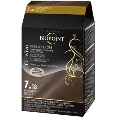 BIOPOINT Ovivo Choco Ice Haarset, 7.18, oliekleurig, zonder ammoniak, voedingsstoffen en glanseffect, geeft een intense en glanzende kleur, 142 ml BIOPOINT Ovivo Choco Ice Haarset, 7.18, oliekleurig, zonder ammoniak, voedingsstoffen en glanseffect, geeft een intense en glanzende kleur, 142 ml