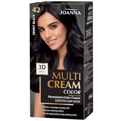 Joanna Multi Cream Color haarverf voor dames, zorgt voor langdurige kleur, 3D-diep effect, dekt grijs haar, kleur: ebbenhout zwart 42, complete set Joanna Multi Cream Color haarverf voor dames, zorgt voor langdurige kleur, 3D-diep effect, dekt grijs haar, kleur: ebbenhout zwart 42, complete set