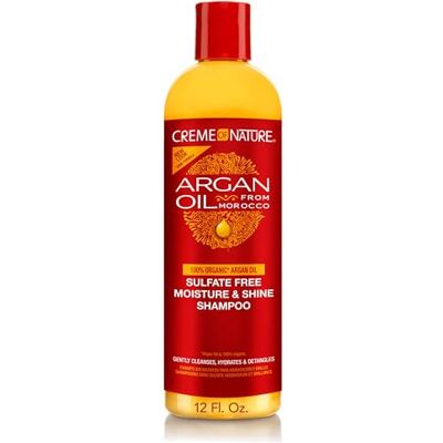 Creme of Nature Argan, hydraterende shampoo met Marokkaanse Arganolie, hydrateert, reinigt grondig en verzorgt het haar, verzorgt krullend haar, zonder sulfaten, fles (354 ml) Creme of Nature Argan, hydraterende shampoo met Marokkaanse Arganolie, hydrateert, reinigt grondig en verzorgt het haar, verzorgt krullend haar, zonder sulfaten, fles (354 ml)