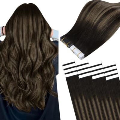 Easyouth Tape voor echt haar, haarverlenging, donkerbruin, mix van asbruin en donkerbruin, 12 inch 30 g, Skin Weft Tape Easyouth Tape voor echt haar, haarverlenging, donkerbruin, mix van asbruin en donkerbruin, 12 inch 30 g, Skin Weft Tape