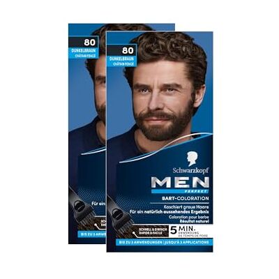 Men Perfect Schwarzkopf baardverf 80 naturel zwart-bruin niveau 2 (2 x 30 ml) voor het verbergen van grijs haar voor een natuurlijk resultaat, snel aan te brengen Men Perfect Schwarzkopf baardverf 80 naturel zwart-bruin niveau 2 (2 x 30 ml) voor het verbergen van grijs haar voor een natuurlijk resultaat, snel aan te brengen