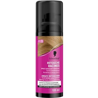 Schwarzkopf Herstel voor witte haarwortels Tijdelijke haarwortelmaskerspray Verwijdert met de eerste shampoo Donkerblond, 120 ml (1 stuk) Schwarzkopf Herstel voor witte haarwortels Tijdelijke haarwortelmaskerspray Verwijdert met de eerste shampoo Donkerblond, 120 ml (1 stuk)