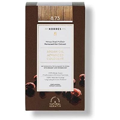 KORRES Arganoliekleurstof – zonder ammoniak Golden Caramel 8.73 – 100% witte en veganistische haardekking voor langdurige kleur KORRES Arganoliekleurstof – zonder ammoniak Golden Caramel 8.73 – 100% witte en veganistische haardekking voor langdurige kleur