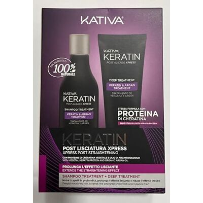 KATIVA KERATIN Post Alisado Xpress Shampoo Treatment + Deep Treatment POST set met keratine shampoo 250 ml + 200 ml masker met plantaardige keratine en arganolie KATIVA KERATIN Post Alisado Xpress Shampoo Treatment + Deep Treatment POST set met keratine shampoo 250 ml + 200 ml masker met plantaardige keratine en arganolie
