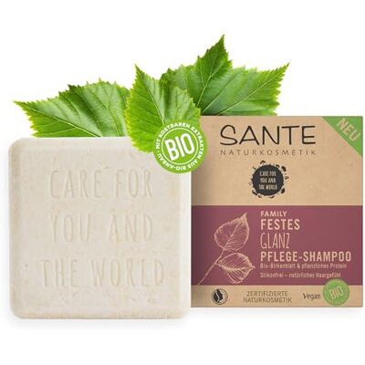 Sante Naturkosmetik Vaste shampoo voor glanzend en normaal haar, veganistische formule met biologisch berkenblad en plantaardige eiwitten, stabiele glansverzorgingsshampoo 1 x 60 g Sante Naturkosmetik Vaste shampoo voor glanzend en normaal haar, veganistische formule met biologisch berkenblad en plantaardige eiwitten, stabiele glansverzorgingsshampoo 1 x 60 g