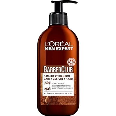 L'Oreal Paris Men Expert L'Oréal Men Expert 3-in-1 XXL baardshampoo voor mannen, baardzeep voor baard, gezicht en haar, baardverzorging tegen roos met etherische cederhoutolie, Barber Club, L'Oreal Paris Men Expert L'Oréal Men Expert 3-in-1 XXL baardshampoo voor mannen, baardzeep voor baard, gezicht en haar, baardverzorging tegen roos met etherische cederhoutolie, Barber Club,