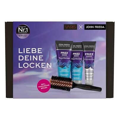 John Frieda Varis Frizz Ease Traumlocken Voordeelset Inhoud: shampoo, 250 ml/conditioner, 250 ml/krullende definiërende crème, 150 ml/Varis Boar Brush haarborstel geïnspireerd op John Frieda Varis Frizz Ease Traumlocken Voordeelset Inhoud: shampoo, 250 ml/conditioner, 250 ml/krullende definiërende crème, 150 ml/Varis Boar Brush haarborstel geïnspireerd op