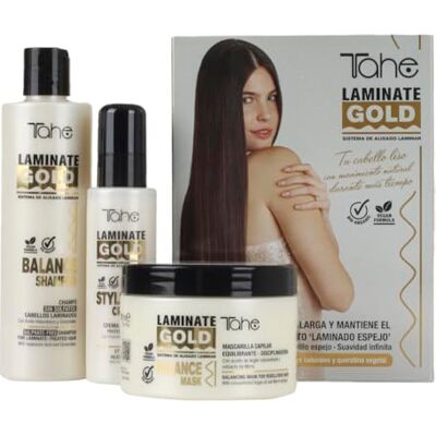 Tahe Laminate Gold laminaire gladmakingsset, shampoo + masker + stylingcrème, 700 ml Tahe Laminate Gold laminaire gladmakingsset, shampoo + masker + stylingcrème, 700 ml