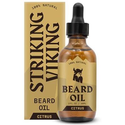 Viking Baardolie voor heren, 59,1 ml, citrusvruchten Conditioner van natuurlijke oorsprong met amandel-, theeboomolie, argan en jojoba om te verzachten, te hydrateren en te Viking Baardolie voor heren, 59,1 ml, citrusvruchten Conditioner van natuurlijke oorsprong met amandel-, theeboomolie, argan en jojoba om te verzachten, te hydrateren en te