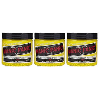 Manic Panic Electric Banana Classic Cream Vegan Cruelty Free Yellow Semi-Permanent Hair Dye 3 x 118 ml Manic Panic Electric Banana Classic Cream Vegan Cruelty Free Yellow Semi-Permanent Hair Dye 3 x 118 ml