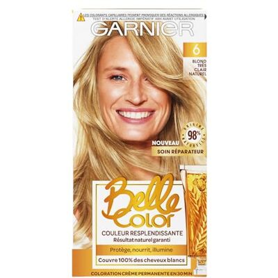 Garnier Belle Color permanente haarkleur 06 zeer lichtblond 100% wit haar, tarwekiemolie, beschermende werkzame stoffen, eenvoudige crèmetextuur, herbruikbare verzorging Garnier Belle Color permanente haarkleur 06 zeer lichtblond 100% wit haar, tarwekiemolie, beschermende werkzame stoffen, eenvoudige crèmetextuur, herbruikbare verzorging