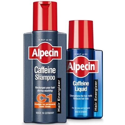 Alpecin Cafeïne Shampoo C1 250 ml + Cafeïne Vloeibaar 200 ml (shampoo + anti-haaruitvalvloeistof) Alpecin Cafeïne Shampoo C1 250 ml + Cafeïne Vloeibaar 200 ml (shampoo + anti-haaruitvalvloeistof)