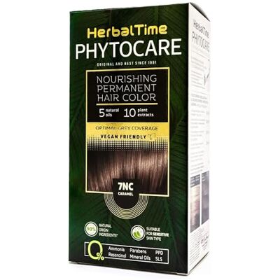 Herbal Time Phytocare Caramel 7NC Permanente Haarverf, 124,5 ml Zonder ammoniak, PPD en SLS, verrijkt met natuurlijke oliën, ideaal voor gevoelige haarhuid Herbal Time Phytocare Caramel 7NC Permanente Haarverf, 124,5 ml Zonder ammoniak, PPD en SLS, verrijkt met natuurlijke oliën, ideaal voor gevoelige haarhuid