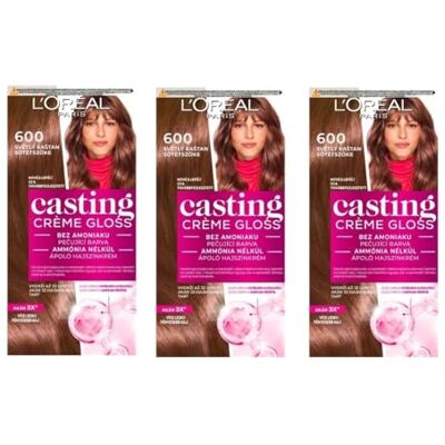 L'ORÉAL Paris Casting 3 x ammoniak- en siliconenvrije haarverf met glanzende crème nr. 600 donkerblond L'ORÉAL Paris Casting 3 x ammoniak- en siliconenvrije haarverf met glanzende crème nr. 600 donkerblond