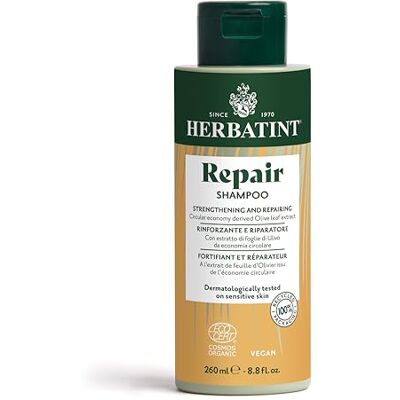 Herbatint Repair Repair Shampoo 260 ml, biologische shampoo voor gestrest en beschadigd haar, 98% ingrediënten van natuurlijke oorsprong, met olijfextract, moringa, aloë vera en betaïne, Herbatint Repair Repair Shampoo 260 ml, biologische shampoo voor gestrest en beschadigd haar, 98% ingrediënten van natuurlijke oorsprong, met olijfextract, moringa, aloë vera en betaïne,
