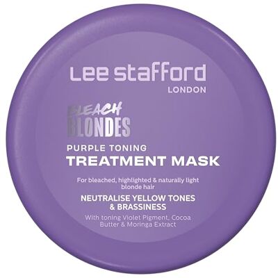 Lee Stafford Paars verkwikkend haarmasker Gebleekt blond behandelingsmasker paarse revitaliserende tonische crème, hydraterend, verwijdert koperkleurige en gele tinten, ideaal voor haar Lee Stafford Paars verkwikkend haarmasker Gebleekt blond behandelingsmasker paarse revitaliserende tonische crème, hydraterend, verwijdert koperkleurige en gele tinten, ideaal voor haar