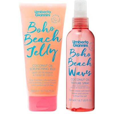 Umberto Giannini Boho Beach Jelly Scrunching Jelly, 200 ml & Beach Waves Boho Textuur Spray 200 ml Styling Duo Umberto Giannini Boho Beach Jelly Scrunching Jelly, 200 ml & Beach Waves Boho Textuur Spray 200 ml Styling Duo