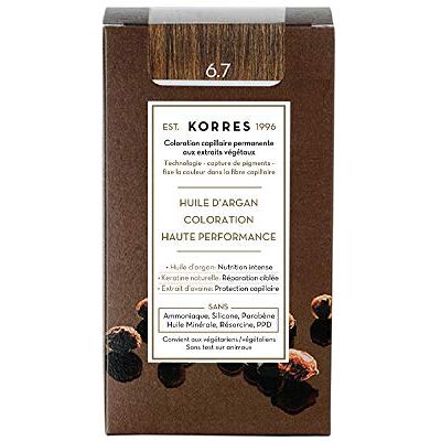 KORRES Arganoliekleurstof ammoniakvrij Cocoa 6.7 met biologische arganolie 100% grijsdekking en veganistisch haar voor een langdurig resultaat KORRES Arganoliekleurstof ammoniakvrij Cocoa 6.7 met biologische arganolie 100% grijsdekking en veganistisch haar voor een langdurig resultaat