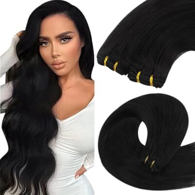 YoungSee Haarverlenging, echt haar, zwart, 55,6 cm, zwart, haarextensions, natuurlijk haar, zwart, mensenhaar, voor lang haar, 100 g YoungSee Haarverlenging, echt haar, zwart, 55,6 cm, zwart, haarextensions, natuurlijk haar, zwart, mensenhaar, voor lang haar, 100 g