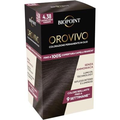 BIOPOINT Orovivo Elixer in kleur 4,38 chocoladebruin haarset geverfd met olie zonder ammoniak, voedende en verhelderende werking, geeft een intense en glanzende kleur, 142 ml BIOPOINT Orovivo Elixer in kleur 4,38 chocoladebruin haarset geverfd met olie zonder ammoniak, voedende en verhelderende werking, geeft een intense en glanzende kleur, 142 ml