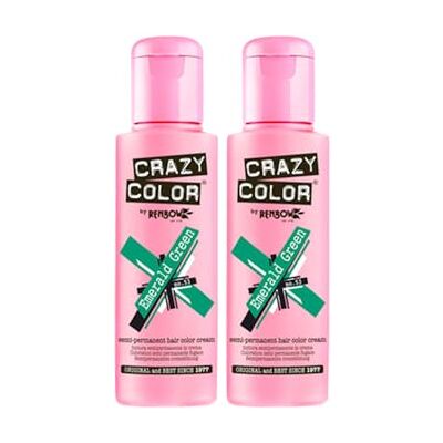 Crazy Color Haarverf, semipermanent,100 ml, smaragdgroen, set van 2 Crazy Color Haarverf, semipermanent,100 ml, smaragdgroen, set van 2