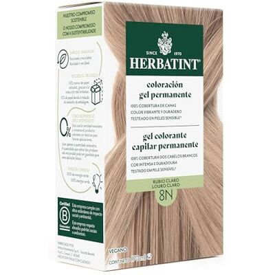 Herbatint Permanente haargel 9N zeer lichtblond 170 ml, ammoniakvrij, optimale dekking van wit haar, met 8 biologische extracten, voor een langdurige en zachte kleur Herbatint Permanente haargel 9N zeer lichtblond 170 ml, ammoniakvrij, optimale dekking van wit haar, met 8 biologische extracten, voor een langdurige en zachte kleur