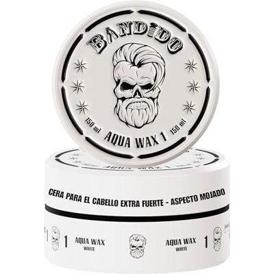 Bandido Aqua Hair Wax No.1 Haarwax voor heren met vanillegeur, extra sterke grip en nat effect, Cera voor heren, 150 ml, glans en controle voor alle stijlen Bandido Aqua Hair Wax No.1 Haarwax voor heren met vanillegeur, extra sterke grip en nat effect, Cera voor heren, 150 ml, glans en controle voor alle stijlen