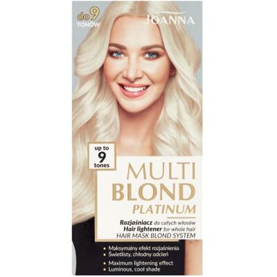 Joanna Professional Multi Blond Platinum Azurant voor alle haren – verlicht het haar 9 tinten – frissere kleur – systeemmasker blond – beschermt het haar tijdens de behandeling Joanna Professional Multi Blond Platinum Azurant voor alle haren – verlicht het haar 9 tinten – frissere kleur – systeemmasker blond – beschermt het haar tijdens de behandeling