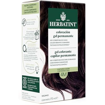 Herbatint Permanente haarkleur 4M kastanjebruin mahonie 170 ml, ammoniakvrij, optimale dekking van wit haar, voor de gevoelige huid, met 8 biologische natuurlijke extracten Herbatint Permanente haarkleur 4M kastanjebruin mahonie 170 ml, ammoniakvrij, optimale dekking van wit haar, voor de gevoelige huid, met 8 biologische natuurlijke extracten