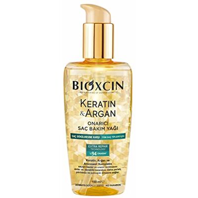 BIOXCIN Keratin & Argan haarherstellende olie 150 ml diepe verzorging tegen beschadigd haar met anti-kroes effect geschikt voor alle soorten BIOXCIN Keratin & Argan haarherstellende olie 150 ml diepe verzorging tegen beschadigd haar met anti-kroes effect geschikt voor alle soorten