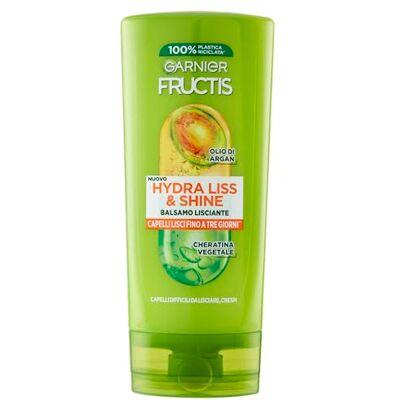 Garnier Fructis Gladmakende balsem, pannenkoekenhaar, lichteffect, met arganolie en plantaardige keratine, Hydra Liss & Shine, 200 ml Garnier Fructis Gladmakende balsem, pannenkoekenhaar, lichteffect, met arganolie en plantaardige keratine, Hydra Liss & Shine, 200 ml