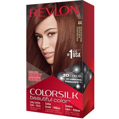 REVLON ColorSilk Permanente haarverf, knutselen, thuis, zonder ammoniak en verrijkt met keratine, 44 – bruin Ramato medium REVLON ColorSilk Permanente haarverf, knutselen, thuis, zonder ammoniak en verrijkt met keratine, 44 – bruin Ramato medium